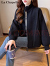 拉夏貝爾（La Chapelle）針織短外套女裝2026年春秋新款韓版寬松時(shí)尚小個(gè)子外套風(fēng)衣上衣女 黑色 XL 曬單實(shí)拍圖