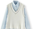 森馬（Semir）[商場(chǎng)同款]長(cháng)袖襯衫女襯衣V領(lǐng)背心2025春寬松兩件套101125105011 曬單實(shí)拍圖