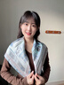 瑪麗亞·古琦（MARJA KURKI）女神節禮物100%桑蠶絲方巾送媽媽真絲絲巾女士禮盒裝巴黎咖啡館藍 曬單實(shí)拍圖
