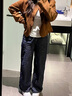 UR2025秋季新款女裝氣質(zhì)復古明線(xiàn)腰帶水洗牛仔長(cháng)褲UWM850220 曬單實(shí)拍圖