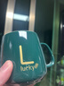 幸運字母杯陶瓷馬克杯禮盒裝茶杯帶蓋勺水杯咖啡杯陶瓷杯伴手禮品 綠色：?jiǎn)伪編Ш凶印?曬單實(shí)拍圖