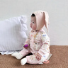 歡喜小熊新生兒蝴蝶衣女寶寶春季純棉月子衣服爬服嬰幼兒春季無(wú)骨哈衣 曬單實(shí)拍圖