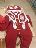 優(yōu)奇嬰兒衣服寶寶加絨加厚夾棉連體衣嬰幼兒百天周歲喜慶過(guò)年拜年衣服 曬單實(shí)拍圖