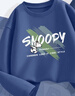 史努比（SNOOPY）童裝男童純棉春秋款兒童長(cháng)袖T恤圓領(lǐng)女童打底上衣中大童運動(dòng)裝 滑行努比灰藍+炫酷努比灰藍 170 【適合身高160CM】 曬單實(shí)拍圖