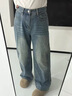 VEGA CHANG【爆閃神褲】碎鉆直筒牛仔褲女2026新款春甜酷顯瘦褲子 牛仔藍 S 曬單實(shí)拍圖