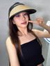 DOMKHG遮陽(yáng)帽防曬帽女空頂防曬防紫外線(xiàn)夏季戶(hù)外大帽檐沙灘草帽騎車(chē)防曬 暖卡其 曬單實(shí)拍圖