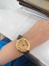 西普尼金表（HIPINE）手表女新款復古羅馬腕表金表女防水石英芯純金999情侶情人節禮物 【男款-黑帶】金重2g+ 曬單實(shí)拍圖