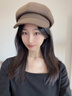 七色紡貝雷帽女秋冬季帽子女八角帽女士報童畫(huà)家帽鴨舌貝雷帽 咖啡色 曬單實(shí)拍圖