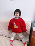 斑巴豆迪【新年系列】馬年紅色喜慶加絨拜年服男女童寶寶冬季保暖過(guò)年衛衣 曬單實(shí)拍圖