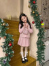 饞嘴狗（CHANZUIGOU）童裝女童浪漫學(xué)院小香風(fēng)套裝2026春裝新款百搭款上衣半身裙 粉色小香風(fēng)套裝 140 cm 曬單實(shí)拍圖