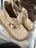 百麗（Belle）厚底增高雪地靴女冬季新款商場(chǎng)同款加毛保暖短靴E6W1DDD5 卡其色 38 曬單實(shí)拍圖