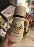 英氏（YEEHOO）嬰兒保溫奶瓶新生兒奶瓶?jì)和乇瓔雰簩W(xué)飲杯便攜吸管水杯保溫壺 保溫奶瓶 300ml 貴族白-配三頭 曬單實(shí)拍圖