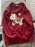 萊夢(mèng)德（LAIMENGDE）福氣馬2026新年紅色親子裝一家三口秋冬加絨全家裝拜年服本命年 酒紅色圓領(lǐng)-福氣小白馬 （春秋無(wú)絨） 165 M 爸爸/媽媽 M?（100-115斤） 曬單實(shí)拍圖