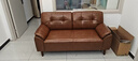 奧弗瑪法式復古油蠟皮新款小戶(hù)型雙人位真皮沙發(fā)客廳三人牛皮直排皮沙發(fā) 咖棕色（油蠟頭層真皮）豪華版 小三人位 1.6m 曬單實(shí)拍圖