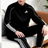 阿迪達斯（adidas）運動(dòng)套裝男夾克外套直筒褲兩件套 黑色/漢玉白  XL 曬單實(shí)拍圖