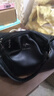 袋鼠（KANGAROO）真皮女士包包女神節冬七夕頭層牛皮軟皮媽媽包大容量單肩斜挎包 黑色 曬單實(shí)拍圖