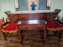 雪駿閣北方老榆木客廳六件套中堂全實(shí)木供桌十二件套神臺堂屋條案四件套 中堂+八仙桌+靈芝椅x2 長(cháng)寬高2.68x0.5x1.06米/條案 曬單實(shí)拍圖