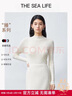 THE SEA LIFE【德國揚子紗可機洗100羊毛】歐海一生無(wú)縫一體25冬半高領(lǐng)針織衫 【揚子紗48支無(wú)縫100羊毛】米白 S 曬單實(shí)拍圖