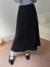 塔馳密司（touchmiss）女裝半身裙冬季新款細閃垂感大A傘擺長(cháng)裙彈力高腰毛呢半身裙 米白色 M 160/68A 曬單實(shí)拍圖