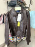 三彩2025秋季新款PU皮衣外套翻領(lǐng)寬松落肩袖上衣開(kāi)衫皮夾克M 曬單實(shí)拍圖