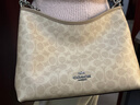 蔻馳（COACH） 女包包經(jīng)典標志印花女士單肩斜挎包腋下包情人節禮物 沙黃色配灰褐色CV975SVPWH 曬單實(shí)拍圖