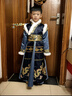 安妮優(yōu)兒（Anneyol）男童漢服秋冬中國風(fēng)古裝冬季兒童古風(fēng)少爺帥氣唐裝加絨 藍色 120 曬單實(shí)拍圖