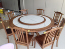 尚沫新中式實(shí)木餐桌帶巖板轉盤(pán)圓桌XR-人字腳 1.6米一桌八椅(帶轉盤(pán)) 曬單實(shí)拍圖