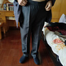 羅蒙（ROMON）春秋季中老年男士松緊褲加肥加大碼寬松高腰直筒休閑褲肥佬爸爸褲 黑藍色 5XL【180斤左右】 曬單實(shí)拍圖