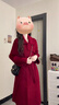 GARNUO紅色雙面羊毛大衣女秋冬季結婚訂婚禮服新娘敬酒服小個(gè)子毛呢外套 紅色 M 【111-130斤】 曬單實(shí)拍圖
