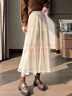 蘇醒的樂(lè )園冬季小個(gè)子百搭a字長(cháng)裙網(wǎng)紗拼接蛋糕裙半身裙 米杏色 均碼 曬單實(shí)拍圖