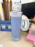 野獸派家居（tbh）Sun Kissed三麗鷗Hello Kitty變色保溫杯便攜吸管杯情人節禮物 黑皮變色保溫杯  牛仔豹紋（含mini收納包掛件) 700ml 曬單實(shí)拍圖