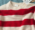 little MO&Co.50%山羊絨童裝男童女童條紋毛衣兒童針織衫紅色羊絨衫 紅白條色 120 120/56 曬單實(shí)拍圖