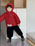 硯臺家童裝男童紅色棉衣外套冬裝棉襖女寶寶衣服棉服兒童過(guò)年拜年服 紅色 貓咪款 120 曬單實(shí)拍圖