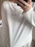 Olrain歐芮兒白色一字領(lǐng)簡(jiǎn)約休閑長(cháng)袖T恤女裝春季2026新款寬松內搭上衣 白色 L 曬單實(shí)拍圖