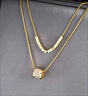 伊燦雙層疊戴水鉆吊墜毛衣鏈女小眾復古高級感項鏈2025年新爆款款頸鏈 雙層疊戴水鉆吊墜毛衣鏈【金色】 曬單實(shí)拍圖