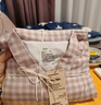 MUJI[自營(yíng)限定款]女士無(wú)側縫 雙層紗織睡衣  軟棉棉內衣 淺粉色格紋 M 曬單實(shí)拍圖