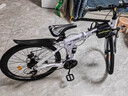 百士盾折疊自行車(chē)成人山地車(chē)公路學(xué)生男變速賽車(chē)越野單車(chē)通勤城市代步女 頂配輻條-白黑【普通胎】 26寸21速【適合身高165-180cm】 曬單實(shí)拍圖
