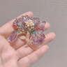 默研（MOYAN）中古風(fēng)琺瑯花朵胸針感拉絲輕奢珍珠胸花氣質(zhì)優(yōu)雅別針配飾 紫色 A25-101 曬單實(shí)拍圖