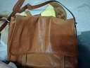 裘真【宋佳同款】植鞣羊皮信使漫郵包松弛大容量通勤休閑郵差包女 焦糖色-大號 曬單實(shí)拍圖