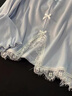 另約純棉睡衣女帶胸墊春秋季2026新款100全棉甜美性感蕾絲花邊家居服 藍色花邊 【固定胸墊】 M 曬單實(shí)拍圖