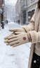 SCOTT GOOSE手套女秋冬季羊毛皮毛保暖防風(fēng)情人節送禮羊絨加絨加厚騎行觸屏 【卡其】羊絨 均碼 曬單實(shí)拍圖