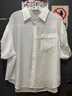 水云間通勤氣質(zhì)短袖襯衫女夏季新款2025醋纖混紡泡泡袖上衣百搭翻領(lǐng)襯衣 本白 M 曬單實(shí)拍圖