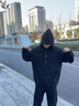 羅蒙（ROMON）美式連帽毛衣男士秋冬季潮牌休閑套頭針織衛衣寬松情侶高級感衣服 黑色 2XL 140-155斤 曬單實(shí)拍圖