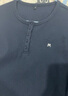 美洋（MEIYANG）小M長(cháng)袖T 亨利排扣圓領(lǐng)字母繡花坑條修身打底衫百搭秋季 藍色 M 曬單實(shí)拍圖