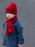 偶森兒童毛線(xiàn)帽子紅色圍巾冬季套裝3-6-12歲男女童加厚保暖過(guò)新年禮物 曬單實(shí)拍圖