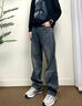 羅蒙（ROMON）牛仔褲男士春秋季寬松直筒闊腿休閑商務(wù)修身大碼長(cháng)褲 復古藍 32 曬單實(shí)拍圖