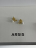 Arsis純真年代復古珠光飄帶耳釘女耳飾法式輕奢送女友生日禮物 復古珠光飄帶耳釘（金色） 曬單實(shí)拍圖