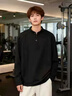 卡圖弛亨利領(lǐng)美式長(cháng)袖polo衫男冬季加絨加厚正肩打底衫高街潮流百搭衛衣 黑色加絨款 XL 【建議120-130斤】 曬單實(shí)拍圖