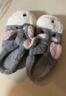 細細條（XIXITIAO）冬季軟底防滑保暖學(xué)生家居毛毛鞋女ins日系可愛(ài)狗狗棉拖鞋 灰色 40-41 曬單實(shí)拍圖