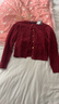 POLOWALK針織衫女打底衫內搭春秋款絞花針織開(kāi)衫春裝外套韓系女裝毛衣夾 酒紅 【貨號AM8W53580114】 L (165) 曬單實(shí)拍圖
